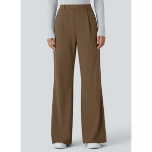Halara women's High Waisted Work Pull-On Wide Leg Pants Brown XL X-Large New - Picture 1 of 8