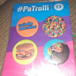 SDCC 2016 SyFy Network 4 Button TROLLI Candy Pin Set #PaTrolli Gummy Worms NEW - Picture 1 of 1