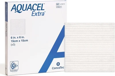 ConvaTec AQUACEL Extra 420678 6"x6" Hydrofiber Dressing 5 pack, OPEN OR TORN BOX - Image 1 of 4