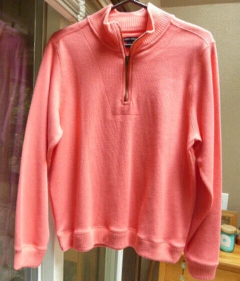 NWOT Salmon KNIT Top DEBBIE Morgan LARGE Made in RUSSIA Mock TURTLENECK Zipper - Image 1 of 4