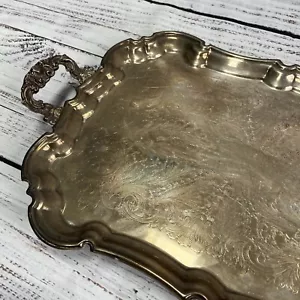 Leonard versilbertes Tablett 23" Butler Servieren Tee Kaffee Fuß mit Griffen LG - Bild 1 von 8