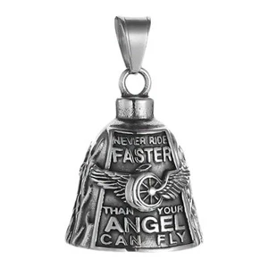 Guardian Bell Pendant Angel Wings Motorcycle Luck Bell Luck Gremlin Ride - Picture 1 of 8