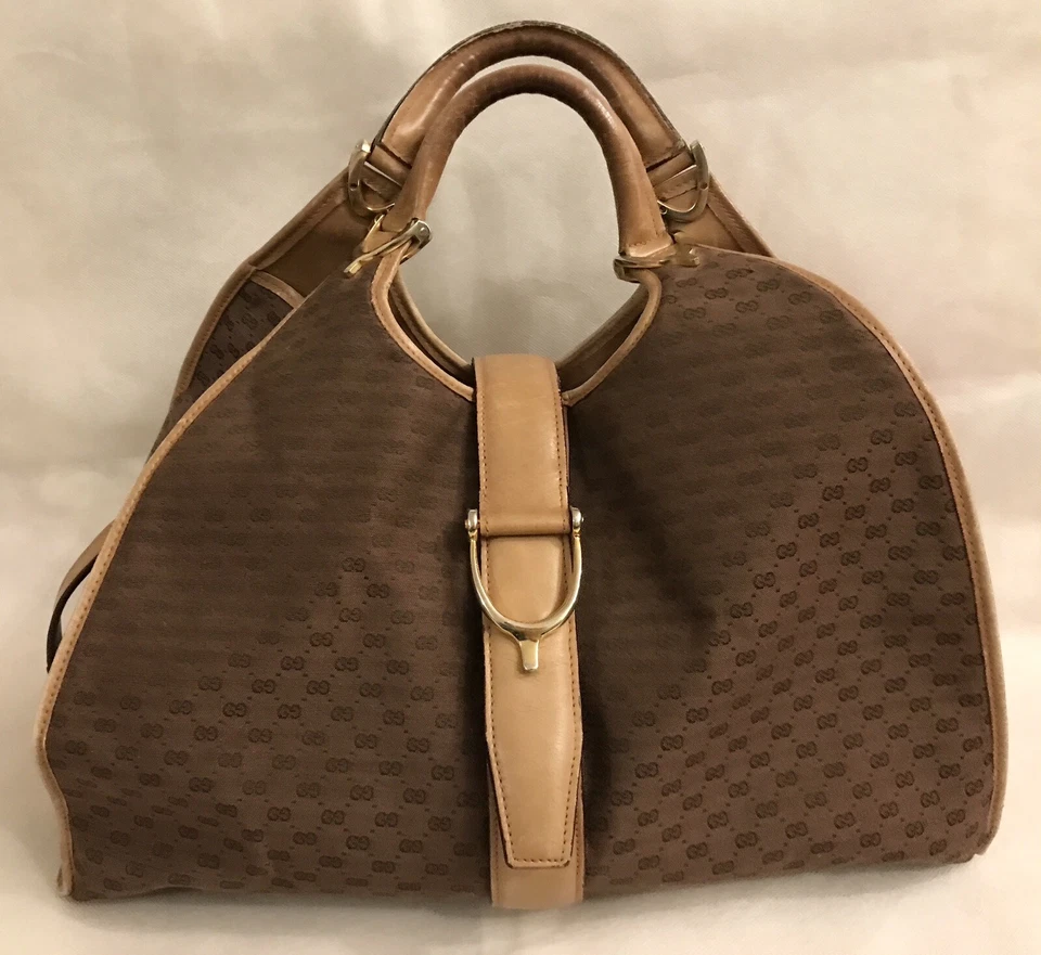 BOLSO DE MANO VINTAGE GUCCI STRIRUP GG MONOGRAMA CUERO LONA ARTÍCULO DE COLECCIONISTA RARO Foto 1 de 4