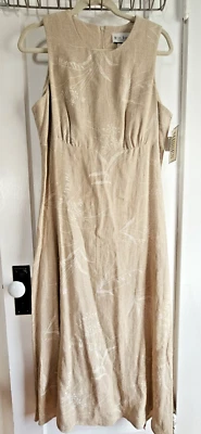 NWT Miss Dorby woman Linen blend lined misses Sz 14 long dress beige - Image 1 of 4