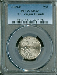 2009 D US VIRGIN ISLAND STATE QUARTER PCGS MS66 BUSINESS STRIKE . - Picture 1 of 2