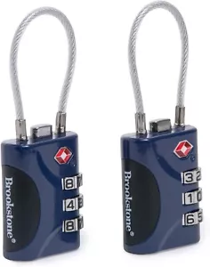 Brookstone Cable Lock - 2 Pack TSA-Approved 3-Digit Keyless Luggage Travel Lock - Picture 1 of 3