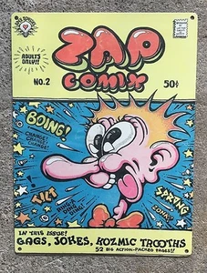 Cartel de metal Zap Comix #2 1968 R. Robert Crumb Griffin Mr. Natural cómic - Imagen 1 de 2