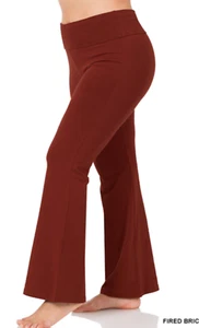 PLUS PREMIUM COTTON FOLD OVER YOGA FLARE PANTS - Picture 1 of 1
