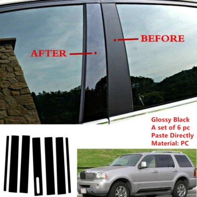 Decal Covers Fit For Lincoln Aviator 2003-2005 6pc Gloss Black Pillar Posts Door Foto 1 de 4