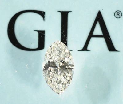 G I A Certified  .47 Carat Natural Diamond  Loose  Marquise  Brilliant  Cut E I1 - Image 1 of 4