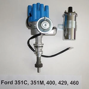 FORD 351C-400M-429-460 BLUE Female Small HEI Distributor & 45,000 VOLT Coil  - Picture 1 of 1