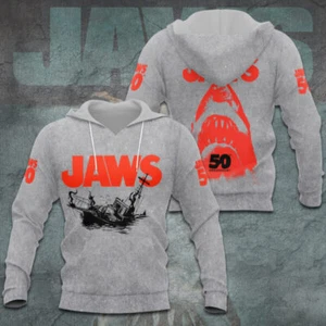 Jaws 50 Years Anniversary 3D Grey Hoodie for Unisex - Picture 1 of 2