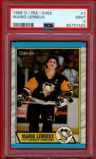 1989-90 O-PEE-CHEE MARIO LEMIEUX #1 PSA 9 OPC 89-90 RC MINT