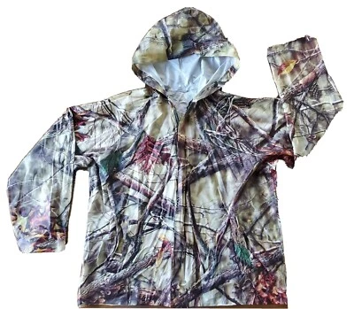 Hunting Raincoat Jacket Size LARGE Oaktree Camouflage Vinyl - Image 1 of 4