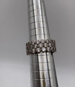 Anillo vintage con banda de cristal de ley talla 7 firmado - Imagen 1 de 6