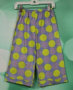 Greggy Girl Vintage Size 5 Purple Lime Green Polka Dot Elastic Waist Capri Pants - Picture 1 of 4