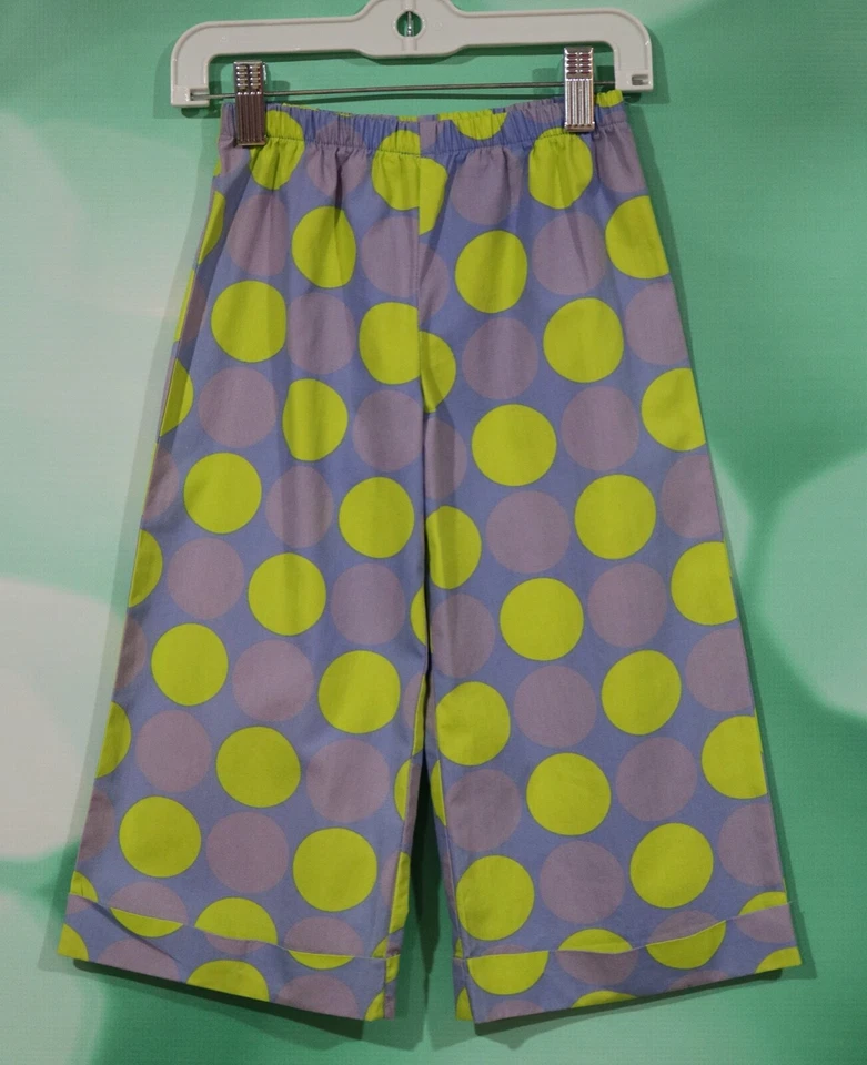 Greggy Girl Vintage Size 5 Purple Lime Green Polka Dot Elastic Waist Capri Pants - Image 1 of 4