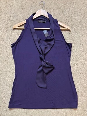 NUEVO CON ETIQUETAS The Limited Ciruela Sin Mangas Cuello Atado Bufanda Camiseta sin Mangas Camisola Blusa L Foto 1 de 4