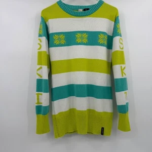 Obermeyer Pullover Damen groß grün bunt gestreift Ski Langarm Kleid Strick - Bild 1 von 11