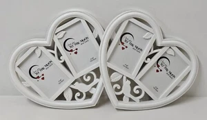 2x Heart Shaped Double Photo Frame Hanging Style Doves Peave & Love *Unused* - Picture 1 of 9
