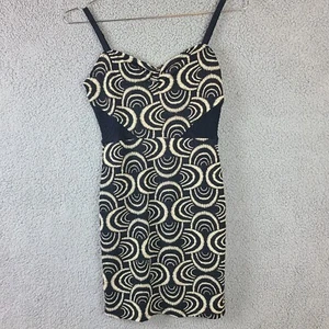 Free People Minikleid schwarz creme Swirl Print ärmellos figurbetont Est. Gr. Small - Bild 1 von 8