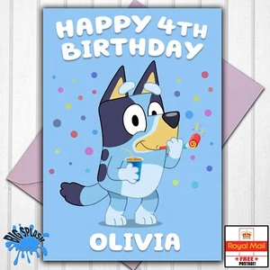 Biglietto di compleanno personalizzato blu qualsiasi nome ed età - Foto 1 di 2