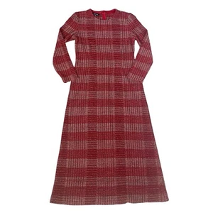 Misook Fit & Flare Tweed Knit Maxi Dress Size XS Red White - Picture 1 of 10
