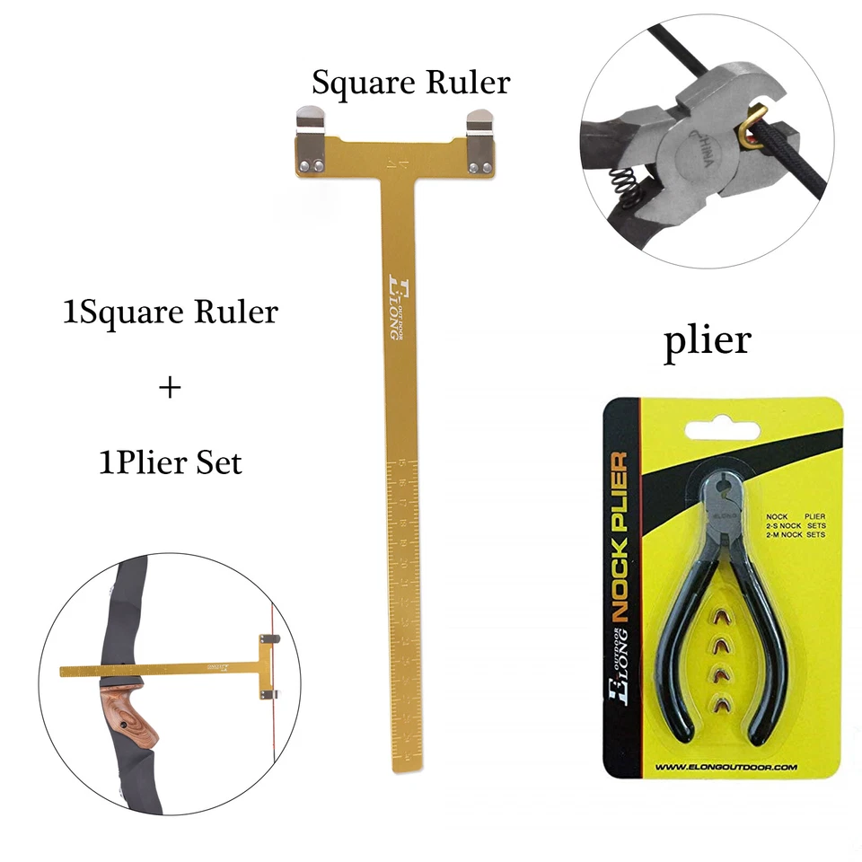 Archery Nocking Buckle Pliers String Nock Points Adjusable T Bow Square Ruler - Image 1 of 4