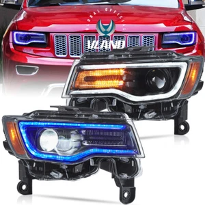 Paar L+R Schwarze klare Projektor Scheinwerfer Für Jeep Grand Cherokee 2014-2021 - Bild 1 von 15
