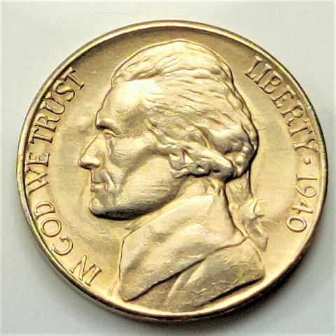 1940  S  Jefferson Nickel - BU Cover