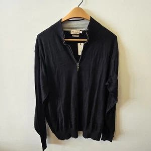 Peter Millar Men's Crown Soft Quarter Zip Sweater XL Black Merino Silk NWT - Bild 1 von 8
