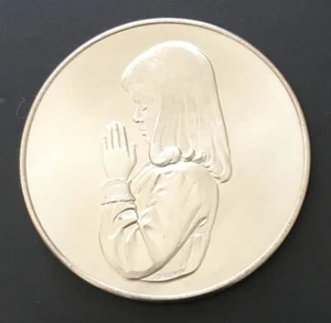 God Bless Us Every One Praying Girl Token Medal Inspiration Religious  - Picture 1 of 2
