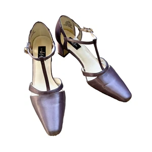 Vintage Y2K Womens Satin Heels Size 7.5 Lavender Iridescent Prom Formal Wedding - Picture 1 of 5