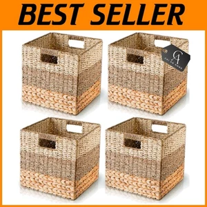 Foldable Square Storage Bins with Handles - Set of 4 - Picture 1 of 8