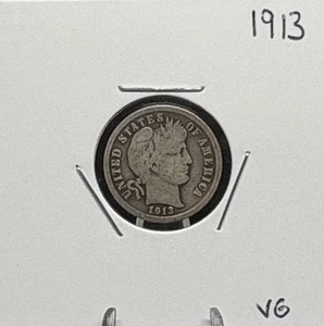 1913 Barber Dime, 90% Silver, VG, Very Good Condition, Nice! 🔥 - Picture 1 of 2