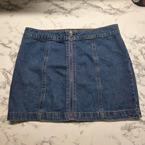 Minifalda informal Forever 21 talla 27 lavado medio denim azul cremallera completa - Imagen 1 de 8