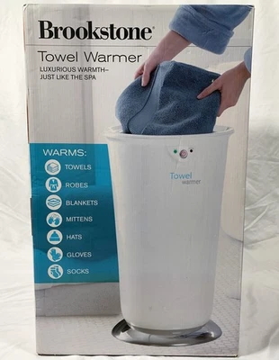 Nuevo en caja calentador de toallas Brookstone blanco de gran tamaño para toallas grandes, batas, etc. Foto 1 de 4