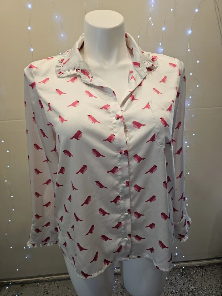 Kate Spade Dream A Little Dream Pajama Top Womens 1  Long Sleeve Button Birds  — 第 1/4 张图片