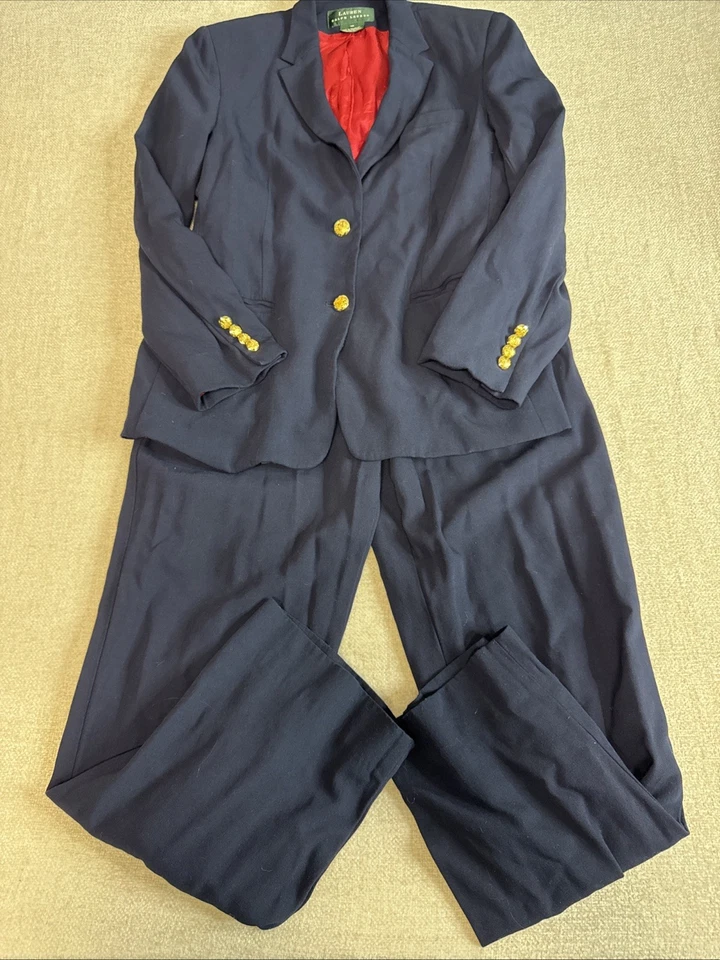 Vintage Lauren Ralph Lauren Pant Suit Navy Blue 2 Piece - Women’s Size 10 - Image 1 of 4