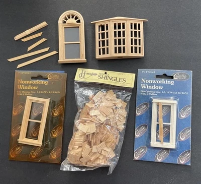 VTG Dollhouse Miniatures Building Supplies Windows Shingles 1/24” Scale - Image 1 of 4