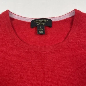 110% Cashmere Charter Club Luxury Sweater Red Long Sleeve Crew Size Large L - Picture 1 of 6
