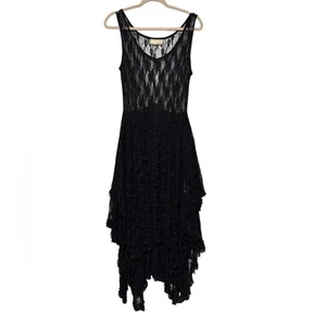 Whimsigoth dunkles feminines romantisches schwarzes Spitzenkleid Gr. M Witchy Vampir Gothic - Bild 1 von 7