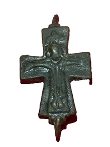 RARE Byzantine CIRCA 12 Century AD Bronze Reliquary Cross - Picture 1 of 7