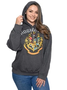 Womens Plus Size Harry Potter Hoodie Sweatshirt Hogwarts Crest Wizards - Picture 1 of 8