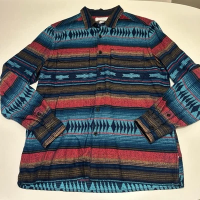 Urban outfitters Blue red long sleeve Button-down blanket shirt flannel size med - Image 1 of 4