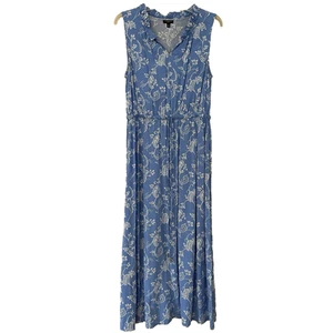 Talbots Maxikleid Damen 6 Zierlich Paisley Rüschen Ausschnitt Ärmellos Viskose Bindeband Taille - Bild 1 von 9