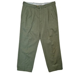 Vintage Burberrys Leisure Pants Mens 34x26 Khaki Double Pleated Embroidered - Picture 1 of 16