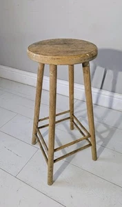 Solid Wood Bar Pub Or Garden Stool Double Stretchers POSTAGE Available  - Picture 1 of 17