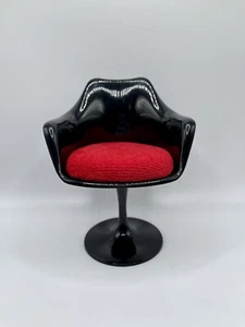 Miniature 1:6 Scale Mid Century Modern Acrylic Mini Tulip Swivel Chair, Black - Picture 1 of 5