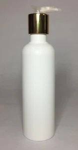 250ml HDPE Kunststoff Boston Flaschen + Shiny Gold/Natur Lotion Pumpe *JEDE MENGE* - Bild 1 von 1